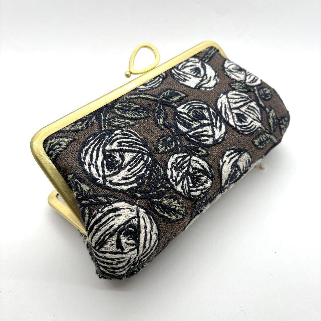 ミナペルホネンハンドメイドパッチワークリボン口金親子がま口長財布