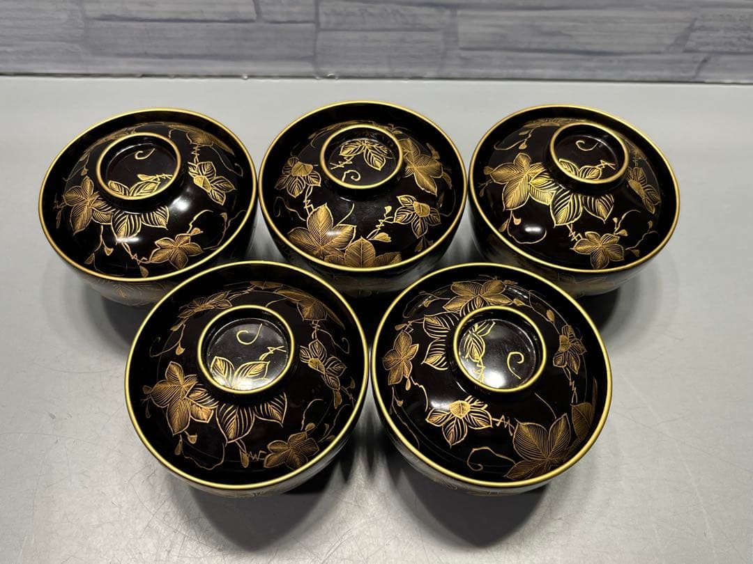 時代 極上 輪島塗 沈金蒔絵 小さな吸物椀 五客 木製 - メルカリ