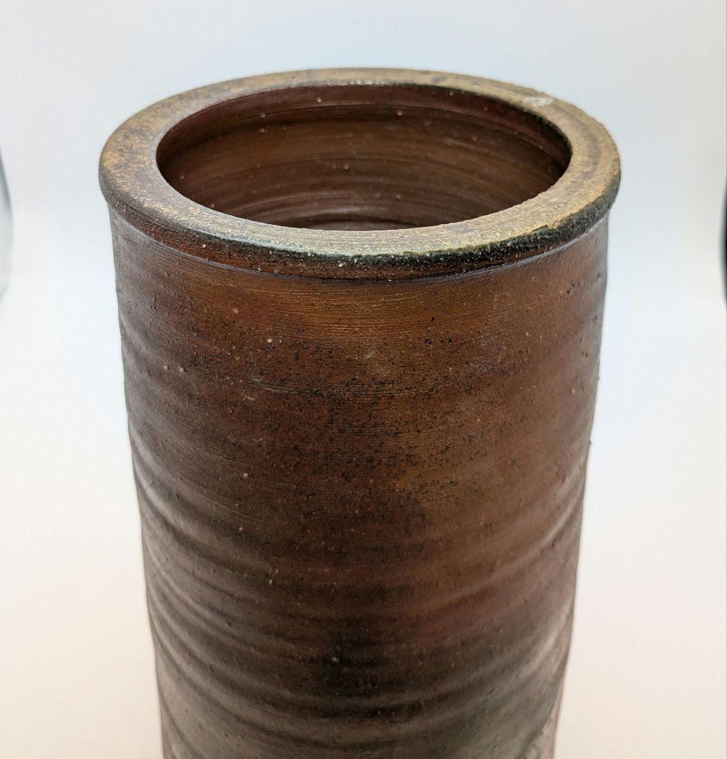 藤原宏 備前焼 大筒花生 花瓶 花器 フラワーベース 華道具 インテリア 置物