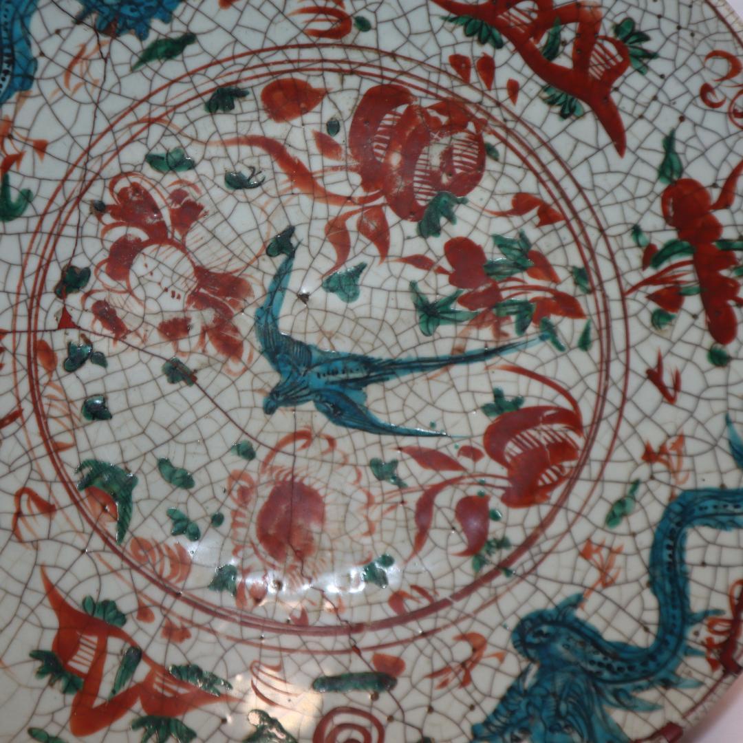 本家 呉須赤絵 貫入手大皿