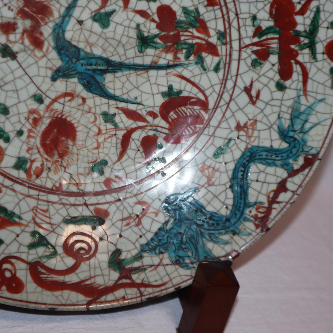 本家 呉須赤絵 貫入手大皿