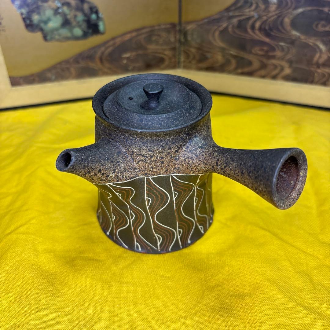 名工 沢田昭邨作　常滑焼　急須　　古美術　共箱　共布 常滑焼 沢田昭邨 急須 友箱 共布 大人気，限定セール 【瑞】沢田昭邨