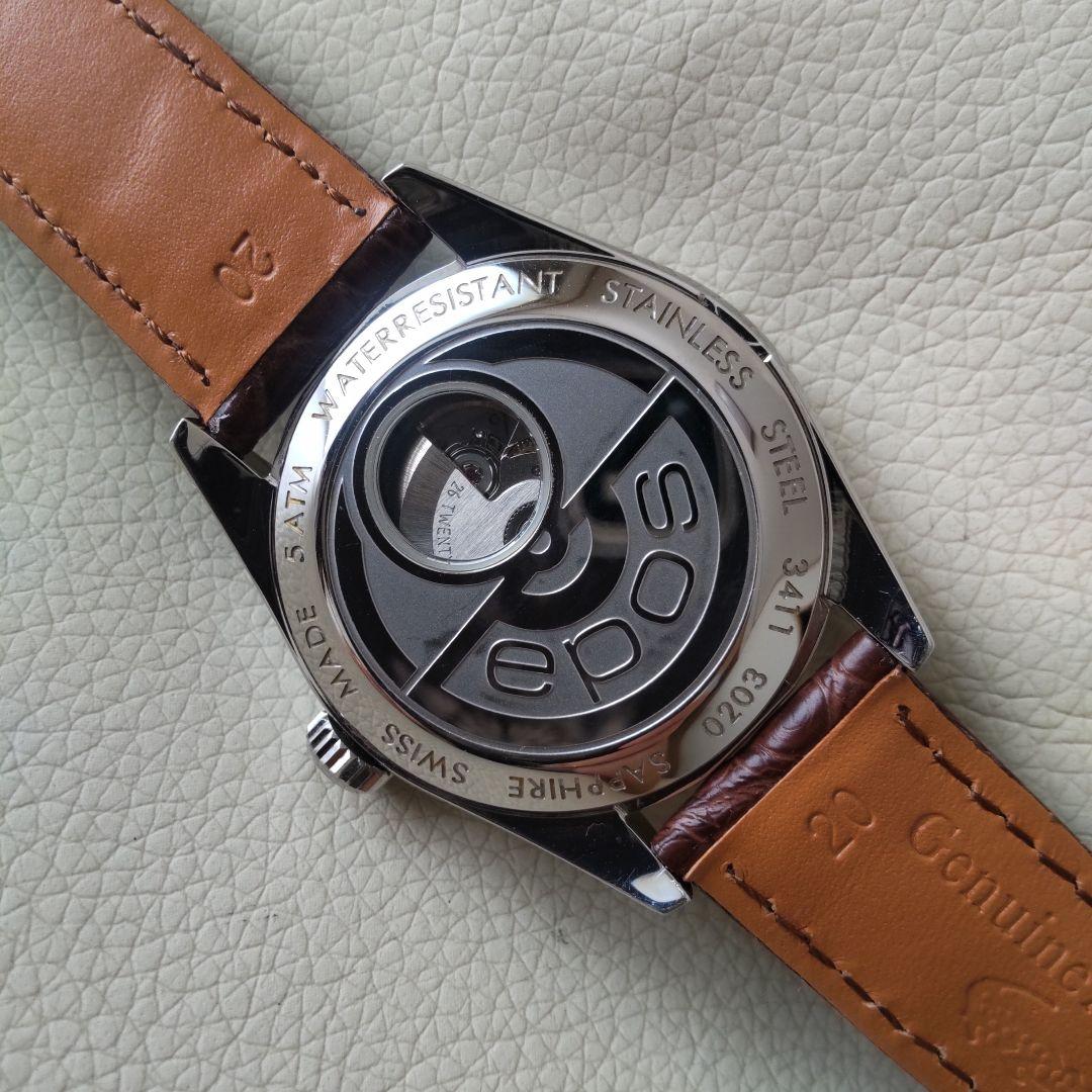 【ジャンク】EPOS オートマチック ・デイト　 ブラウンクロコレザー