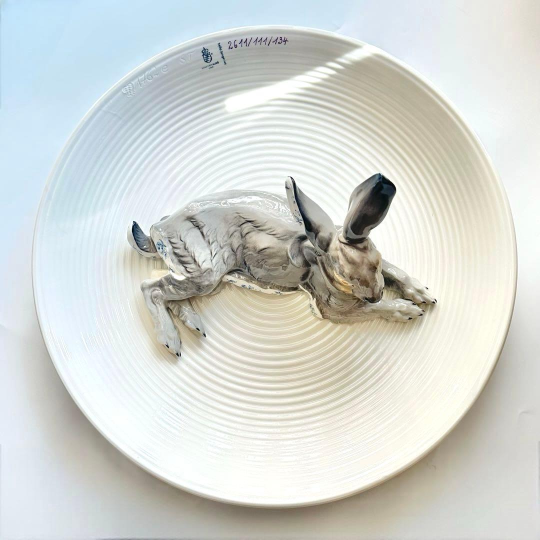 【希少品】最高級 ニンフェンブルク ◆ドイツ製 野うさぎプレート 風水 卯