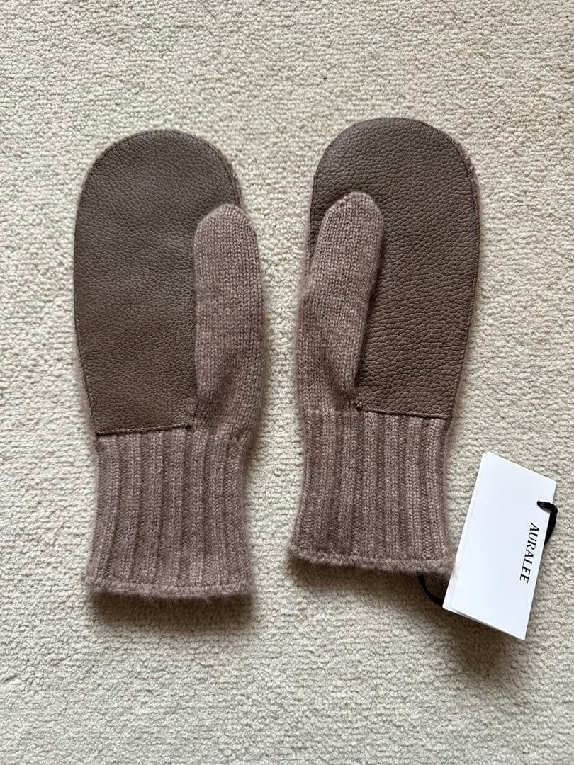 AURALEE】 Cashmere Knit Lether Gloves 特別