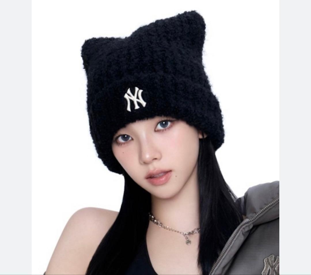 aespaカリナ着用色違い】MLB 猫耳ニット帽