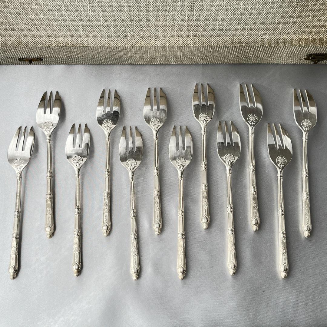 【SFAM】 ロシア様式のケーキフォーク 12本組 仏蘭西 14cm ケース