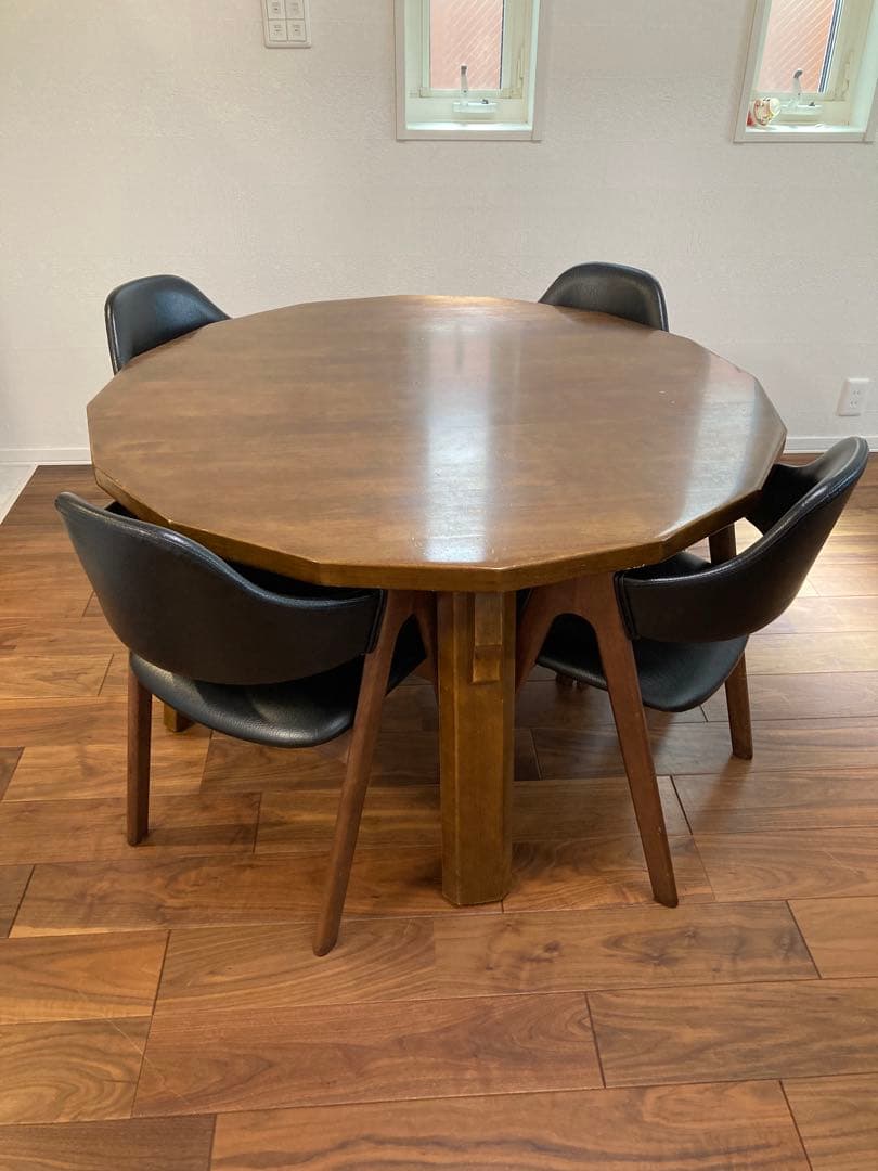 【希少家具】　アンティーク　ダイニングテーブル　16角形