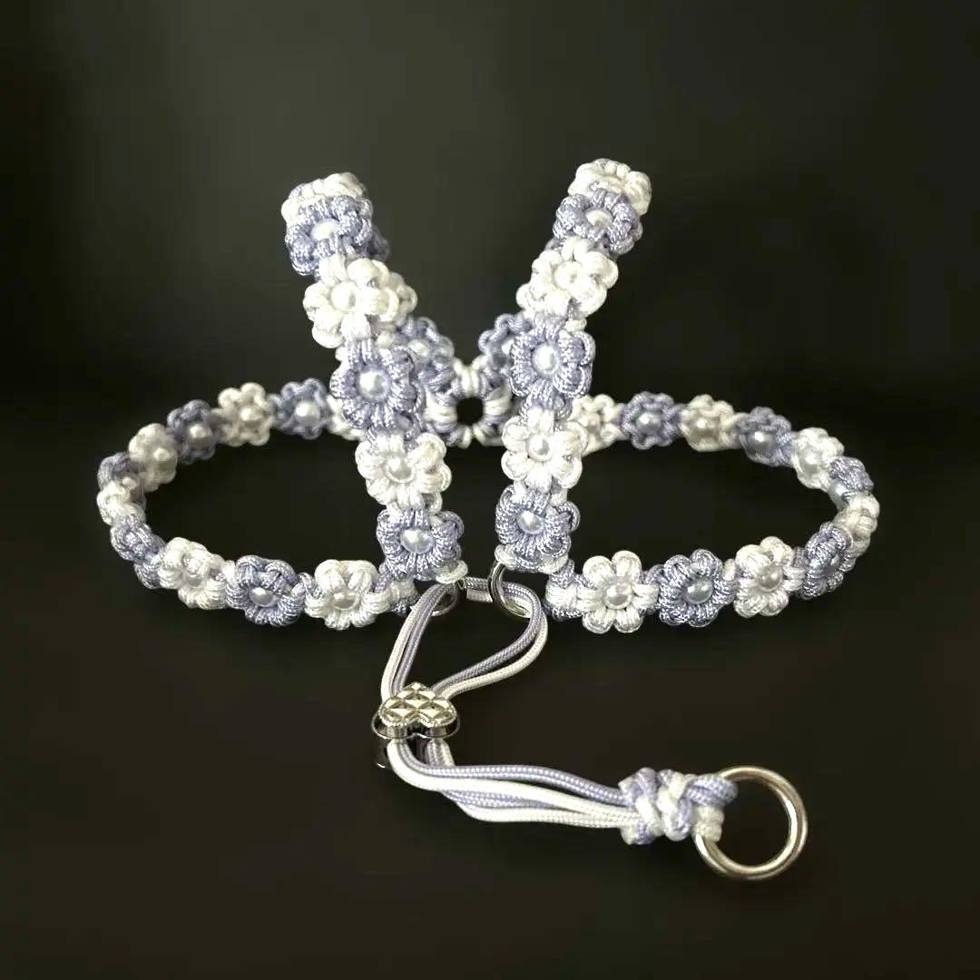 ⑫送料無料 そよかぜ パープル ハート 犬 ハーネス胴輪 ハンドメイド