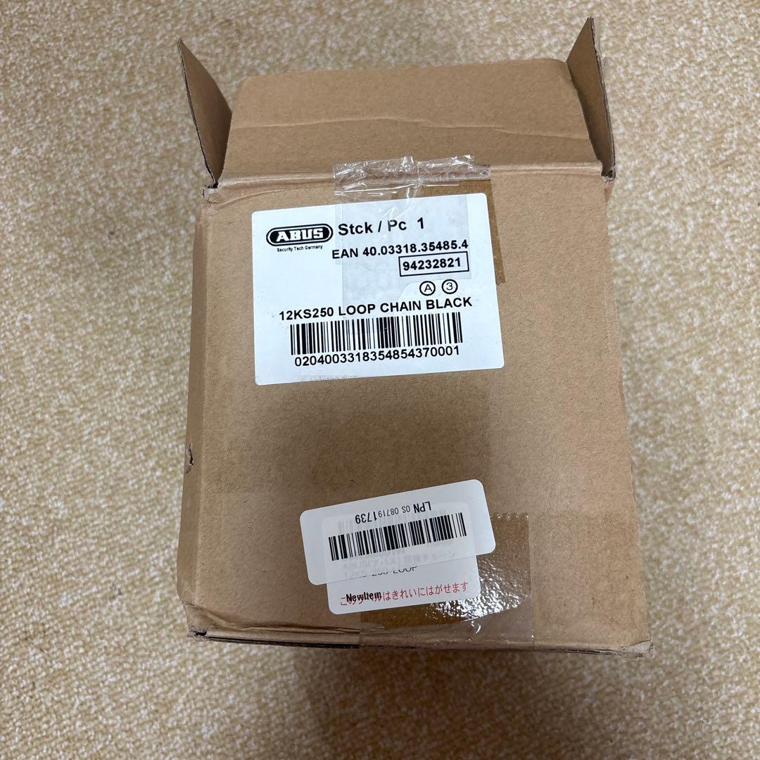 ABUS(アバス) 屈強チェーン 12KS-250-LOOP 新品鍵付　盗難防止