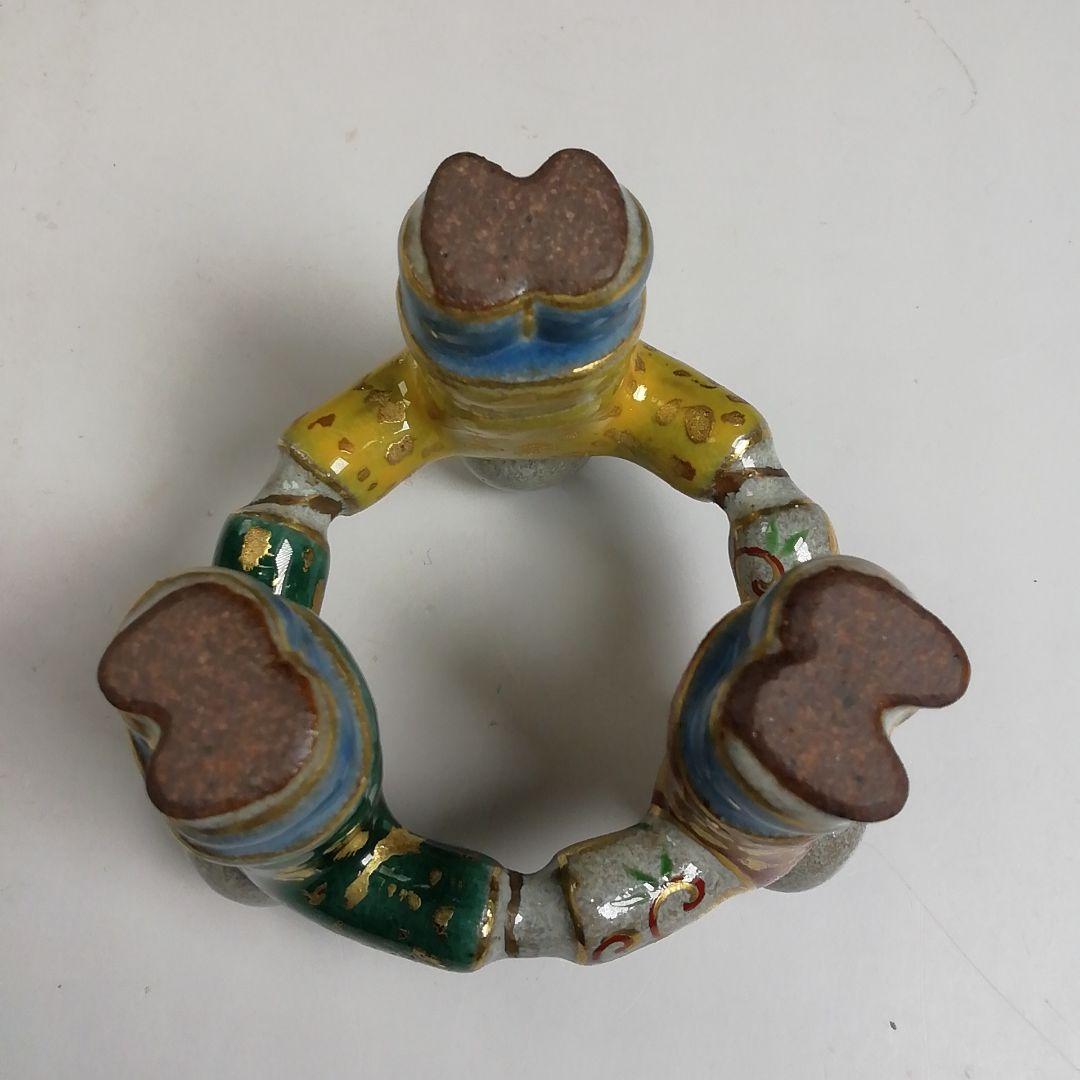 W10 蓋置 『三ツ人形 蓋置』『中村秋峰 造』 共箱 茶道具