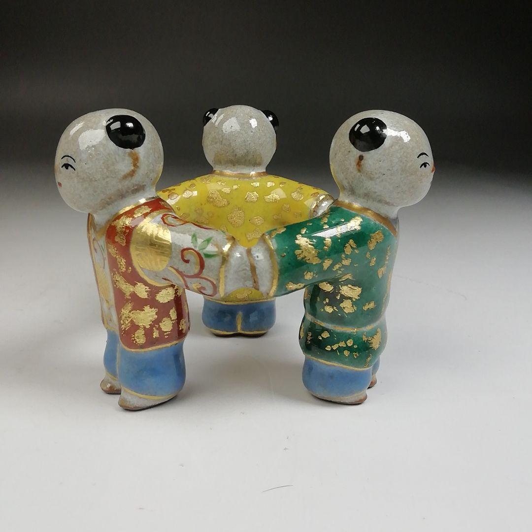 W10 蓋置 『三ツ人形 蓋置』『中村秋峰 造』 共箱 茶道具