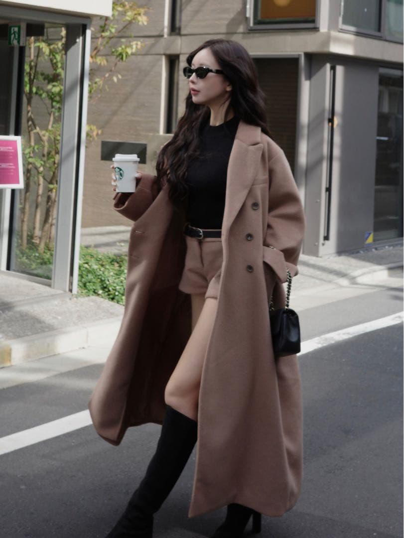 完売品 Darichダーリッチ ダブルロングチェスターコート キャメル FL