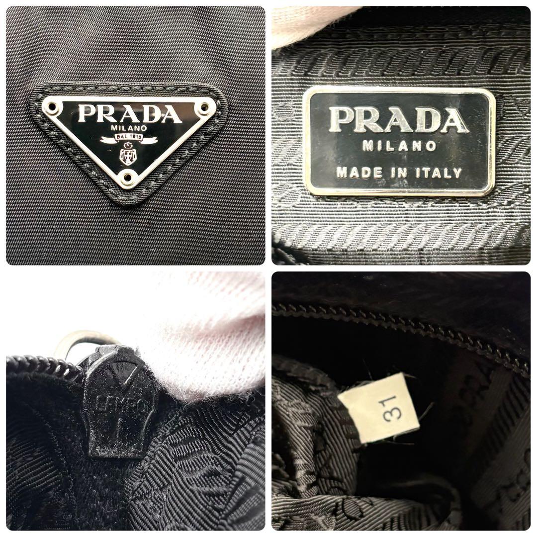 極美品✨プラダ ハンドバッグ ミニボストン ナイロン 三角ロゴ 南京錠 ブラック