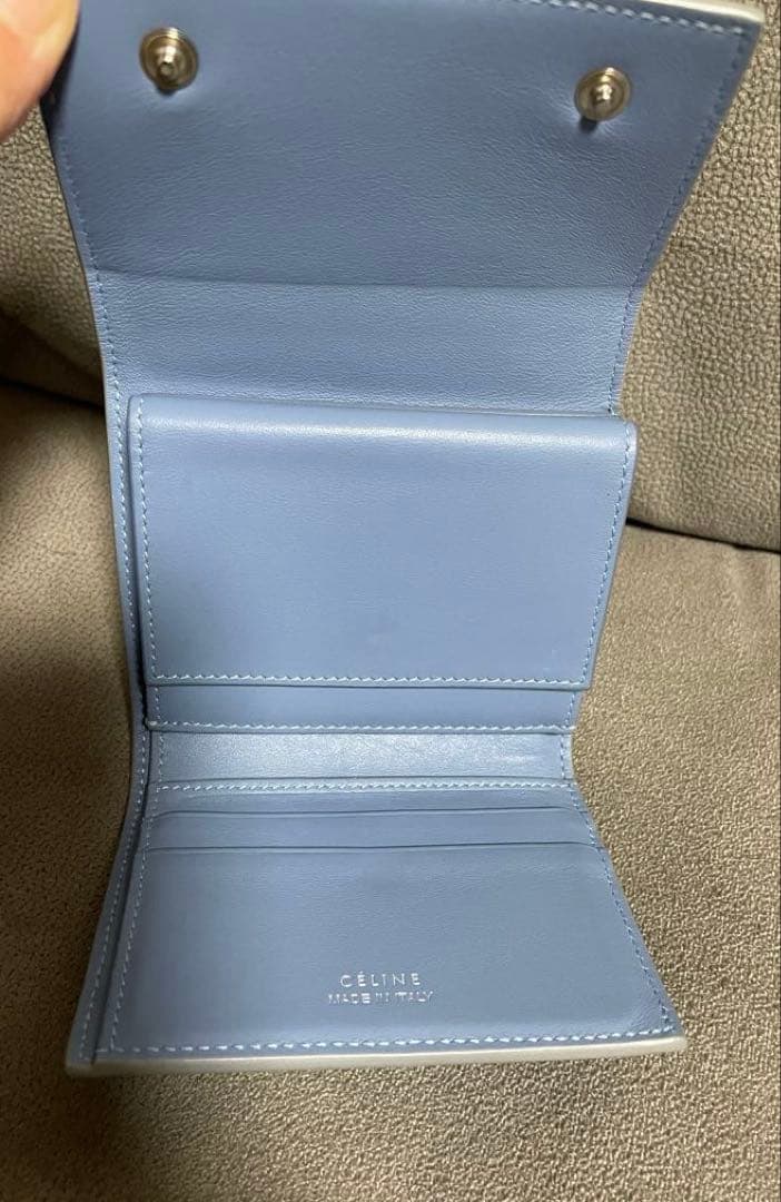 美品 セリーヌ　レザースモールフェールデッド　マルチファンクション　三つ折り財布