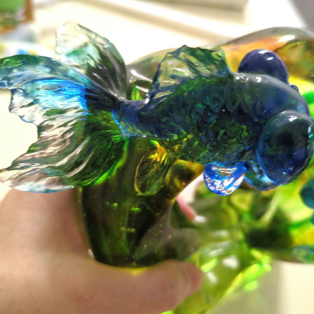 ガラス工芸☆泳ぐ金魚の置物