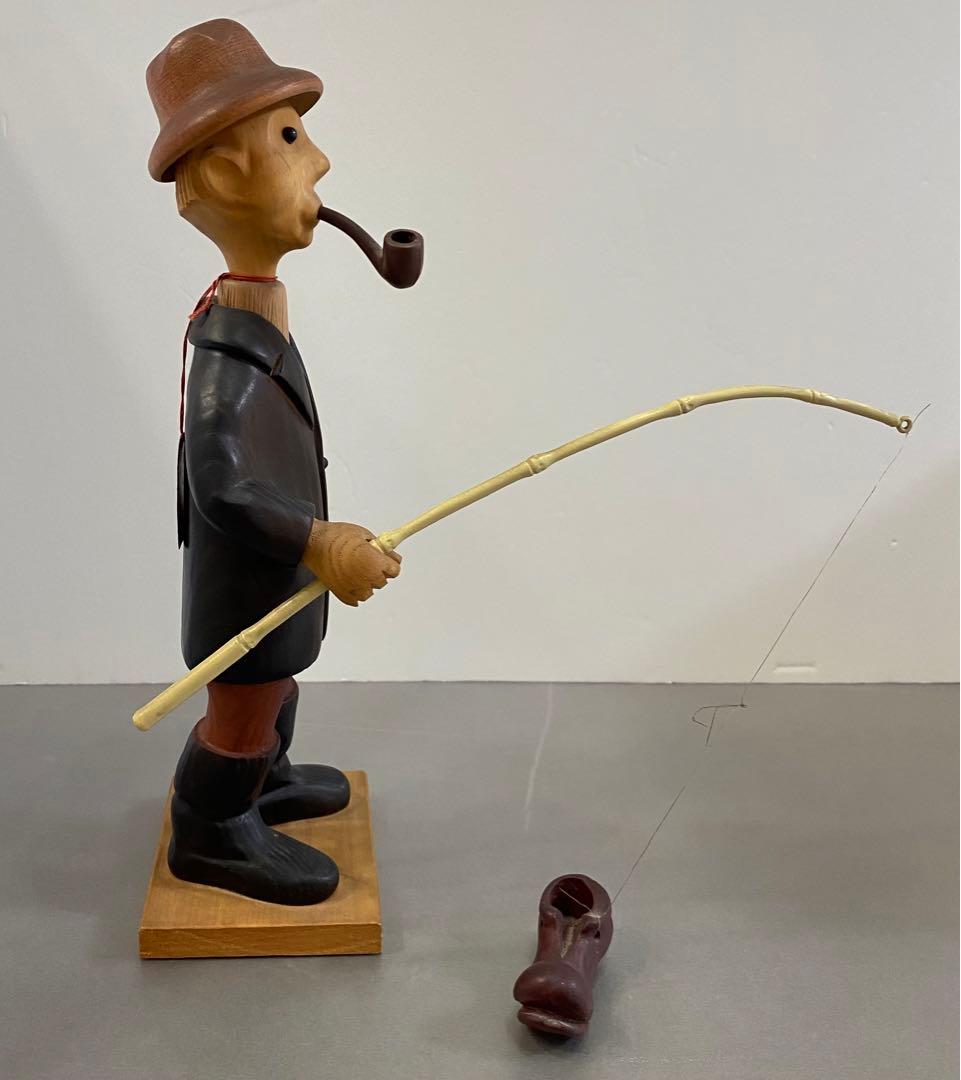 コンタック様専用】 ROMER イタリア製 ヴィンテージ 木彫り人形 釣り人