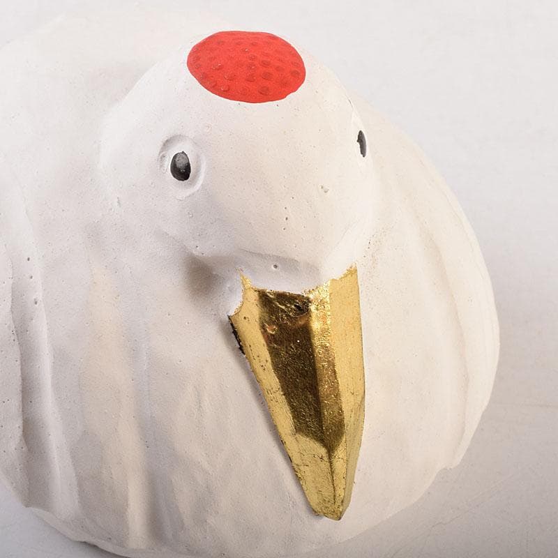 茶道具 豊泉作 奈良一刀彫 木彫彩色 鶴香合 共箱 V 8310