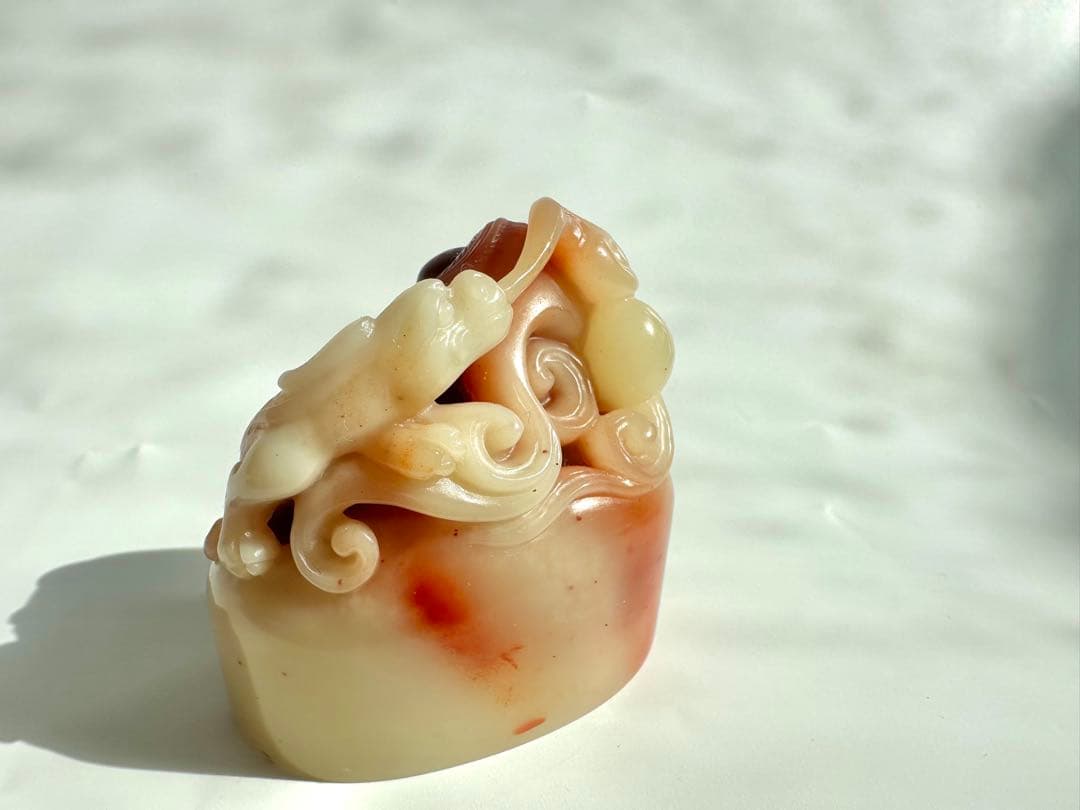 螭虎献瑞】 古獣 美品 寿山石 高級印材 篆刻 印石 印石