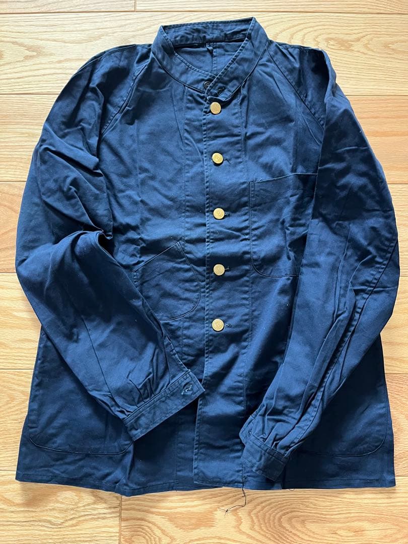 国鉄時代　ナッパ服　ネイビー 金ボタン付きジャケット　上下セット①