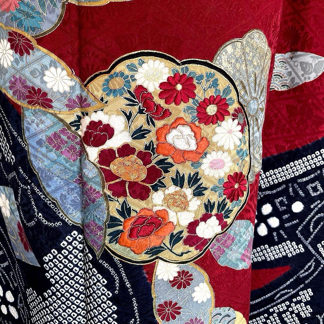 振袖フルセット 高身長 ➕サイズ 絞り 手刺繍 成人式振袖 振袖 裄丈70