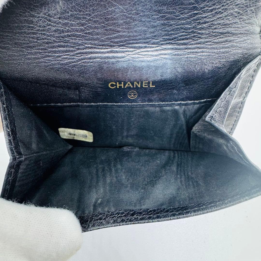 ✨CHANEL✨シャネル✨レザー✨ブラック✨ココマーク✨2つ折り財布✨