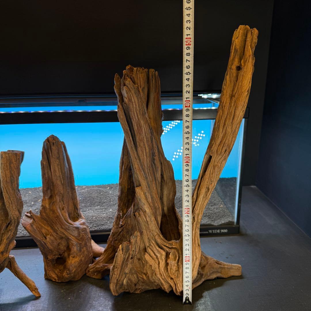 MRW-6798 赤系流木4本セット 90cm水槽用 切株 一点物 アクアリウム