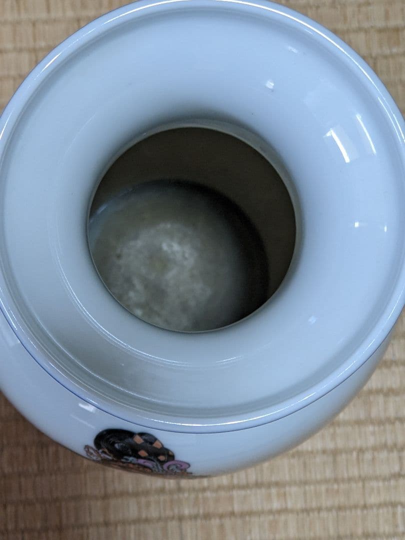 ♢中国陶磁器 瓔珞紋 団扇美人図 粉彩花瓶 陶画工1級職人