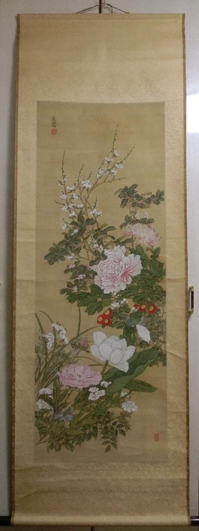 賀来飛霞 彩色花弁圜 希少 墨彩画 日本画 牧野富太郎 小石川植物園
