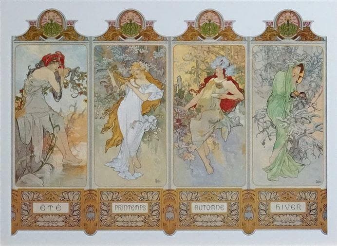 イタリア 額絵 アートフレーム ミュシャ 四季 FAL-6232MC