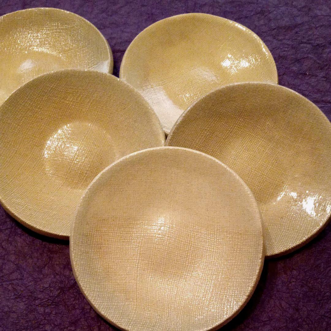 萩焼 布目窯変銘々皿5客揃い