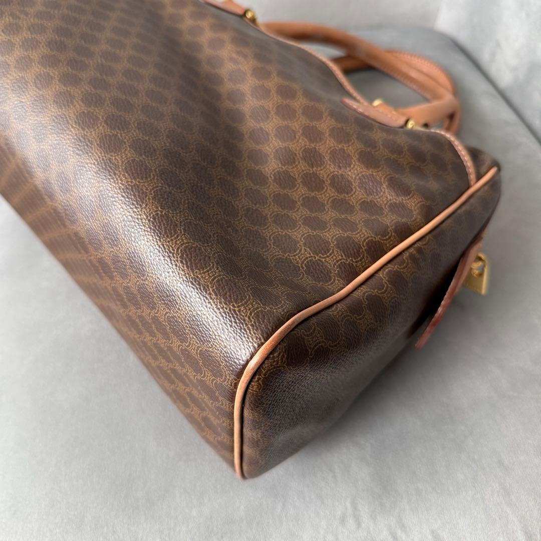 セリーヌ マカダム ハンドバッグ ミニボストンバッグ PVC レザー ブラウン