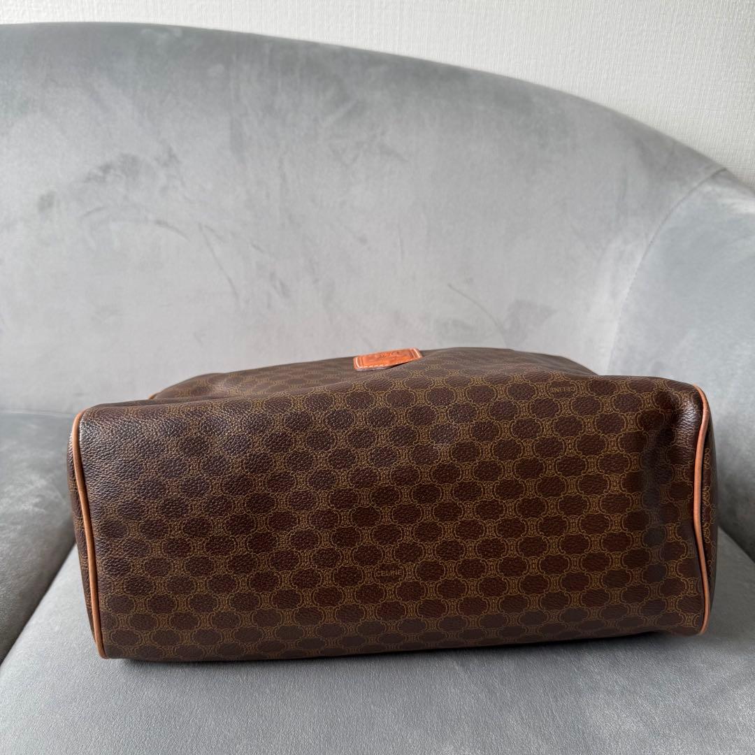 セリーヌ マカダム ハンドバッグ ミニボストンバッグ PVC レザー ブラウン