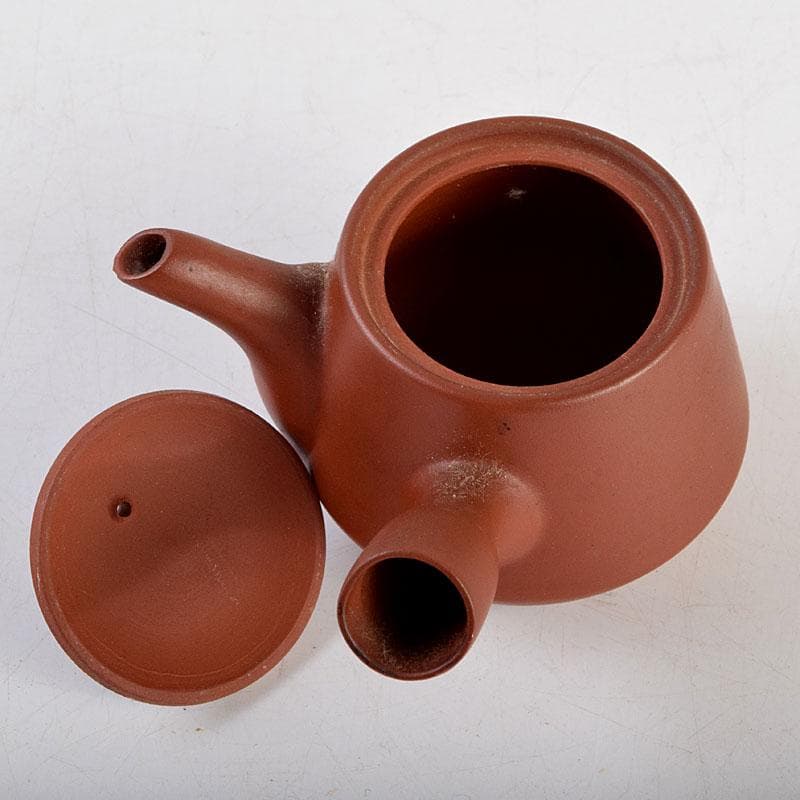 煎茶道具 俊峯作 紫砂 朱泥 鶴刻 急須 茶壷 C 9271