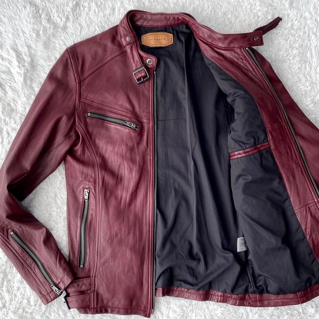 JACKROSE ライダースジャケットシングルラムレザーXL相当 ボルドー