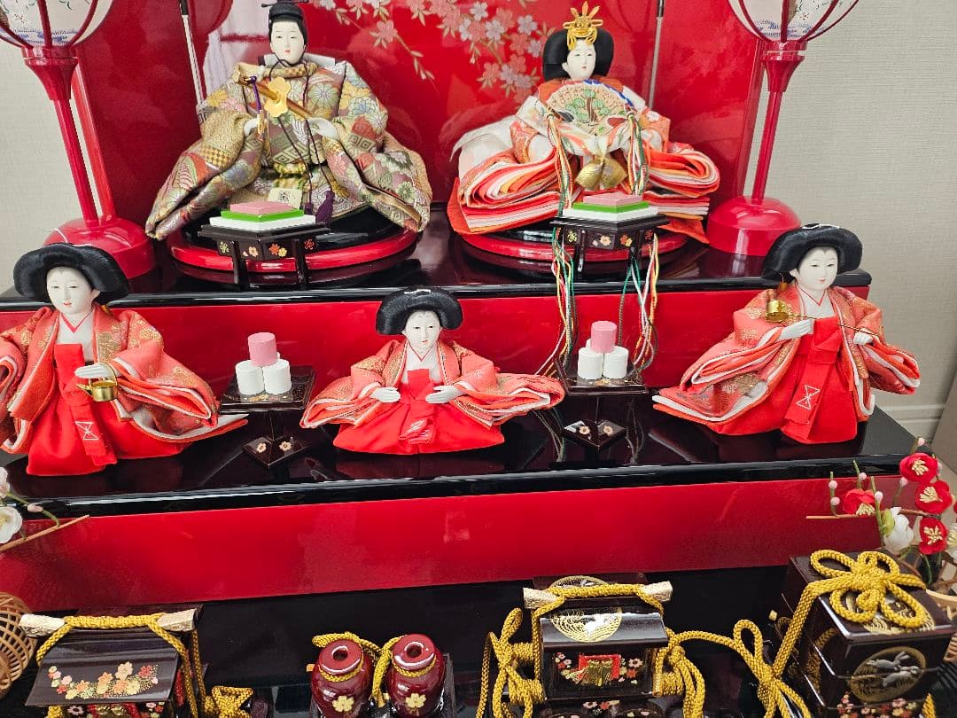 最終大幅値下げ！おひな様　収納 三段 五人飾り　中古　送料負担します！