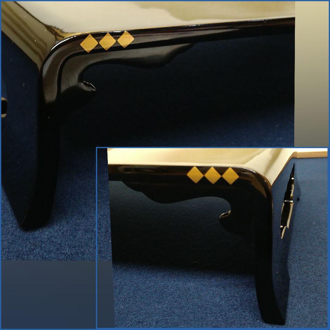 AG69 輪島塗 平卓 縁金 菱紋 花菱紋 木製黒漆 花台 香炉台