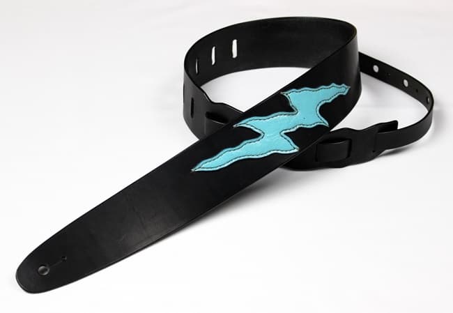 ヌメ革製ハンドメイドギター・ベース用ストラップイナズマ蓄光