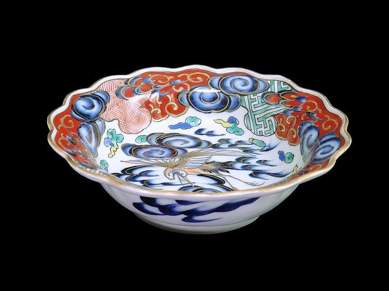 古伊万里 色絵 雲に双鶴の図 輪花膾皿 5客 B145AS-fbuz - メルカリ