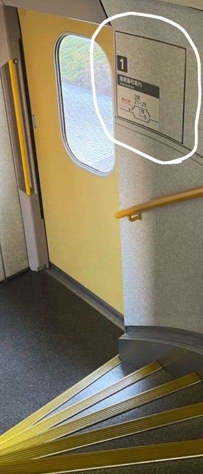 E1系MAX 車内階段部分 座席案内表示