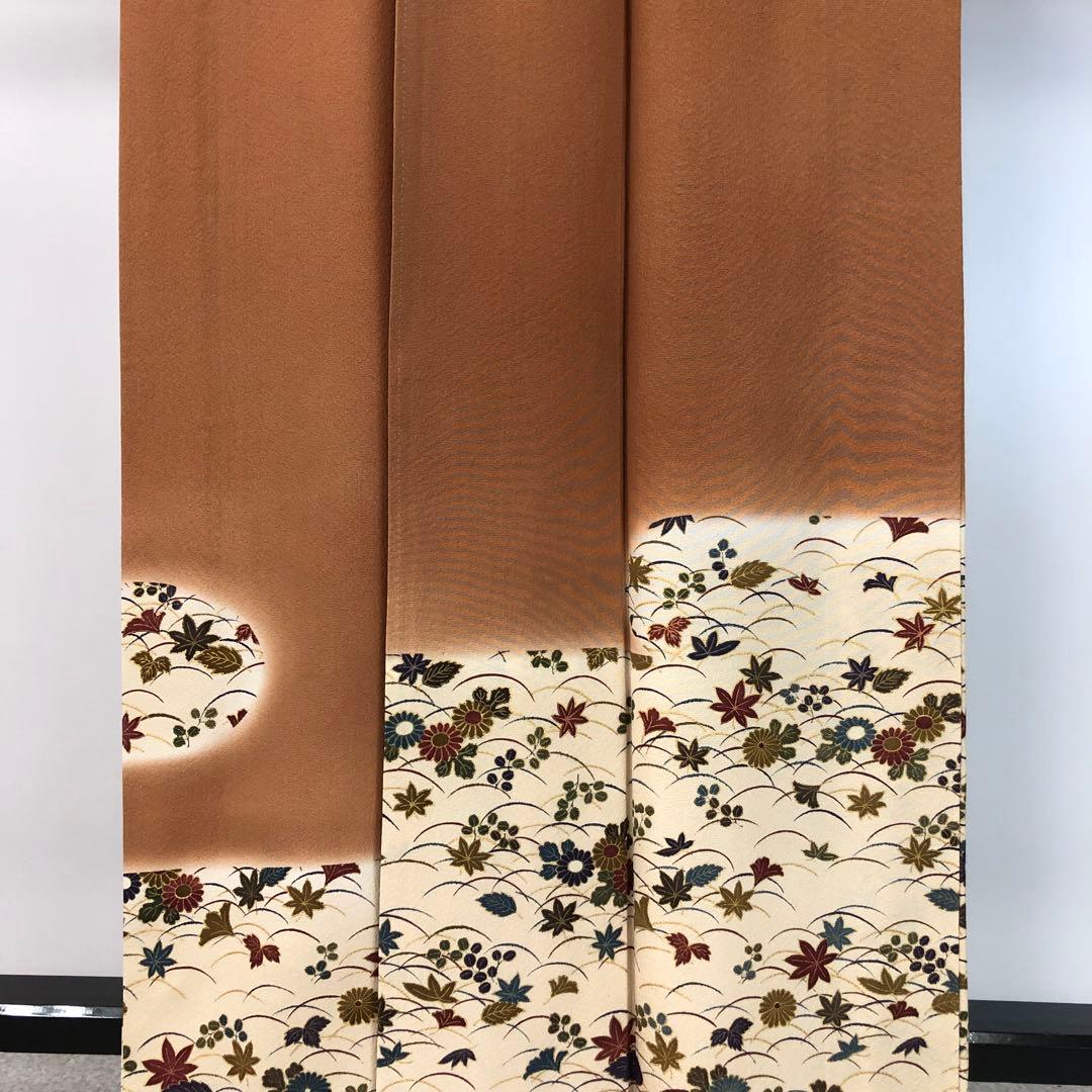 付下げ 花井幸子 霞に花模様 紅葉 縮緬 KK-2373