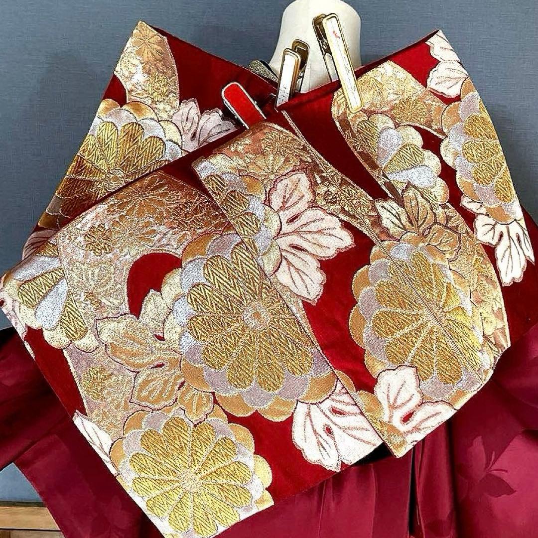 振袖フルセット 手染め無地 成人式振袖 振袖 裄丈68 ➕サイズ 赤系