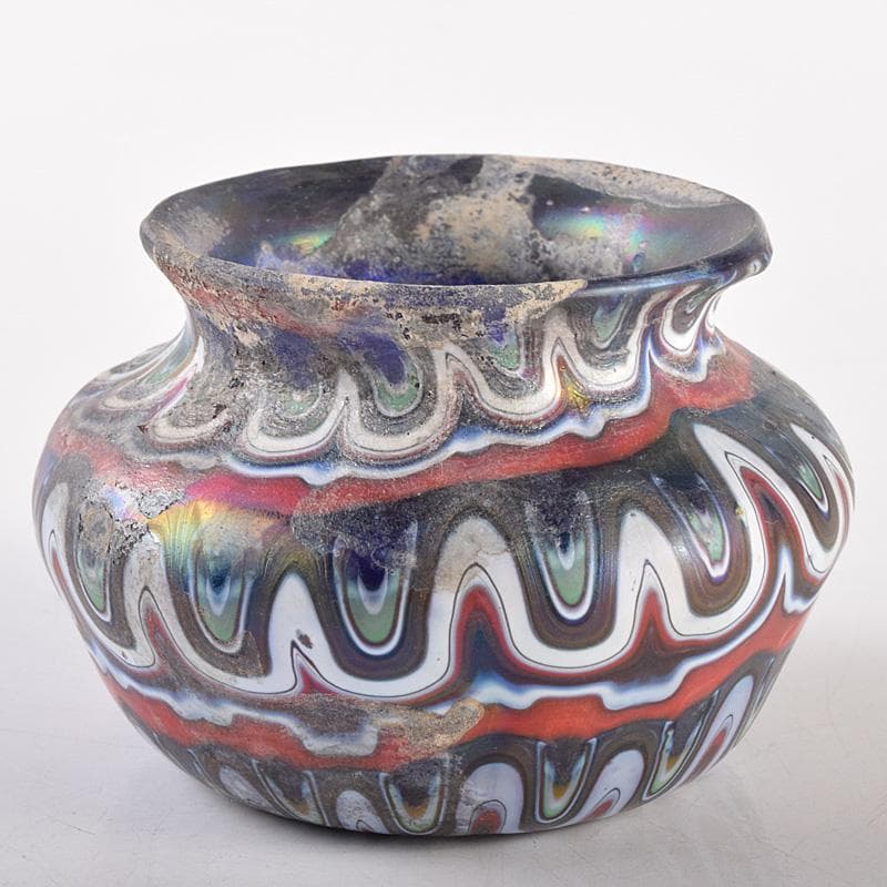 アンティーク 古代 ベネチアンガラス ローマン硝子 古壷 V R7612