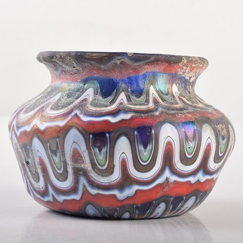 アンティーク 古代 ベネチアンガラス ローマン硝子 古壷 V R7612