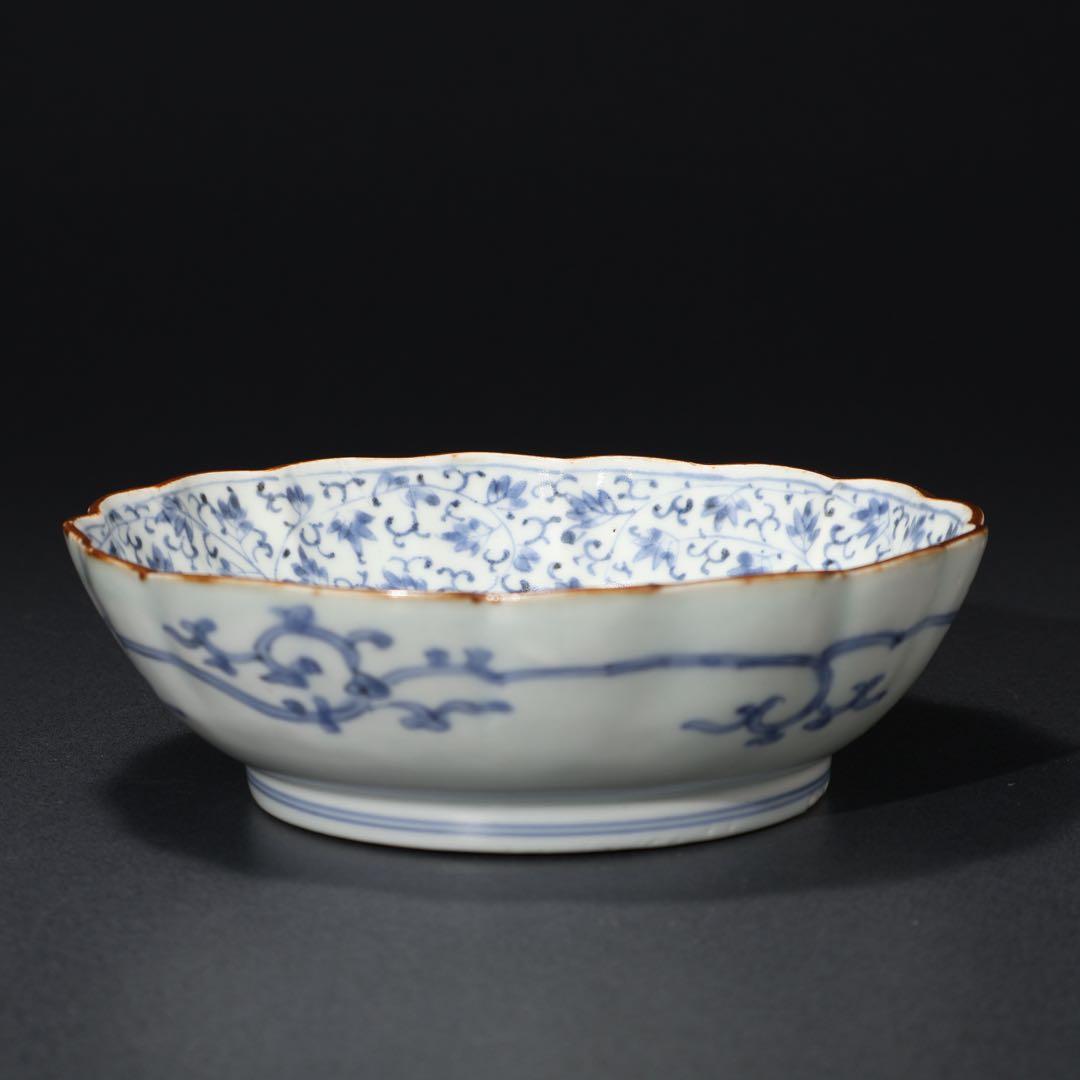 伊万里染付　微塵唐草図なます皿　骨董　古伊万里　R1474B2