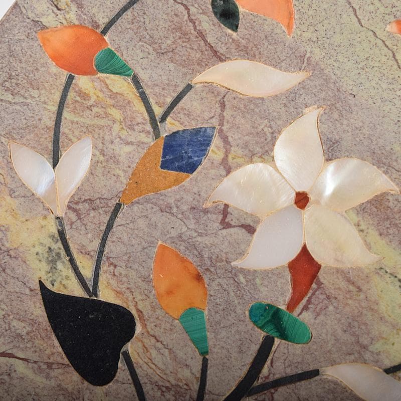 北印度産 玉石 インディアン・カラー・ストーン象嵌 飾箱 共箱 V R8518