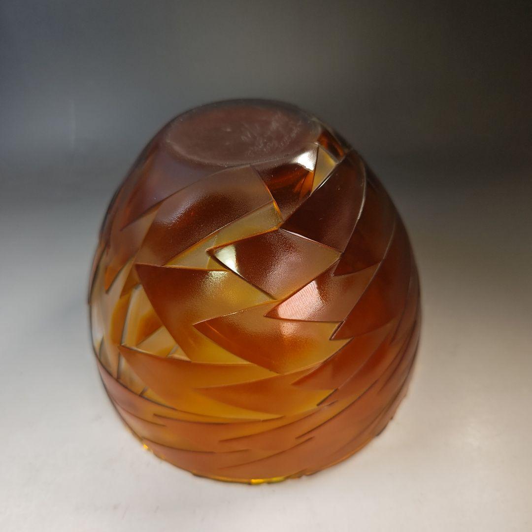 イ951 水指『硝子 ガラス 作家物 鳥文切子 水指 替蓋付』