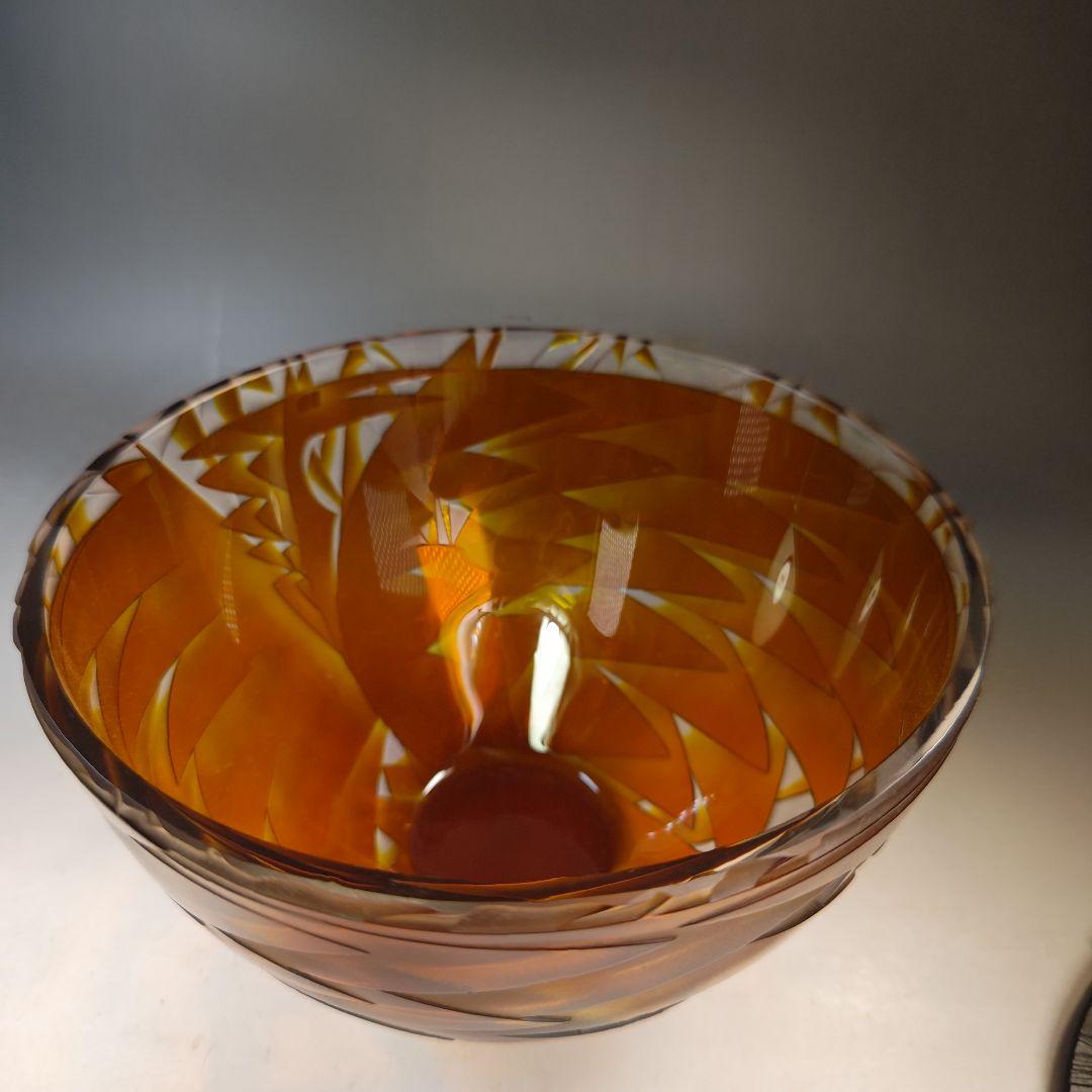 イ951 水指『硝子 ガラス 作家物 鳥文切子 水指 替蓋付』