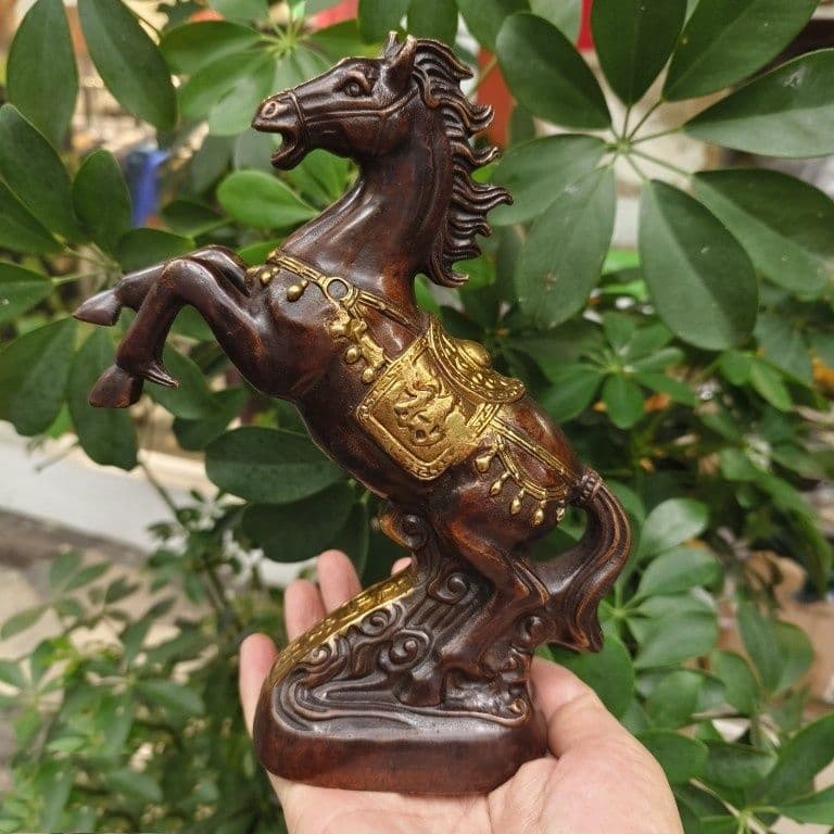 銅制 鎏金即馬発財置件 干支馬 家住宅 応接間 書斎 玄関 置物 装飾品 工芸品 銅制 鎏金即馬発財置件 干支馬 家住宅 応接間 書斎