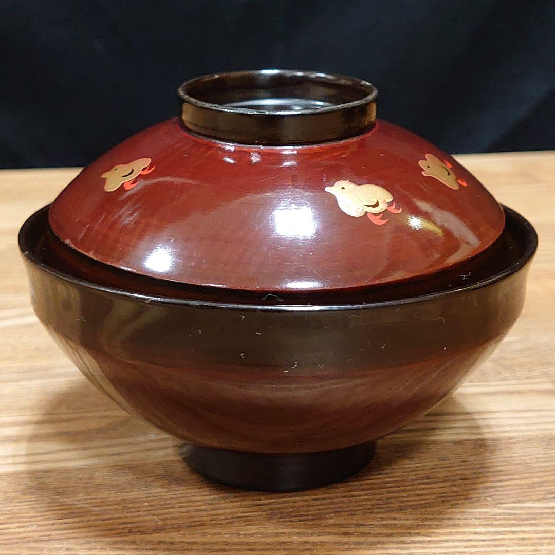 昔の吸物椀8客セット「あA14 漆器 蒔絵 千鳥 明治 大正 昭和 江戸骨董